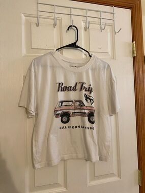 Women’s White 'Road Trip' Graphic Tee with Vintage Truck